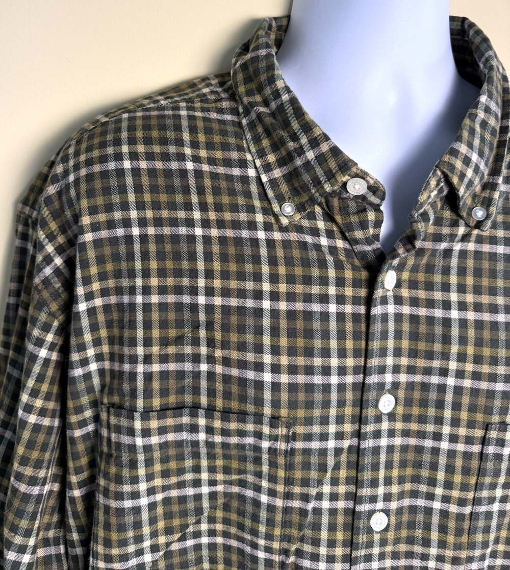 John Deere plaid shirt green XXL work chore outdoor western brushed cotton